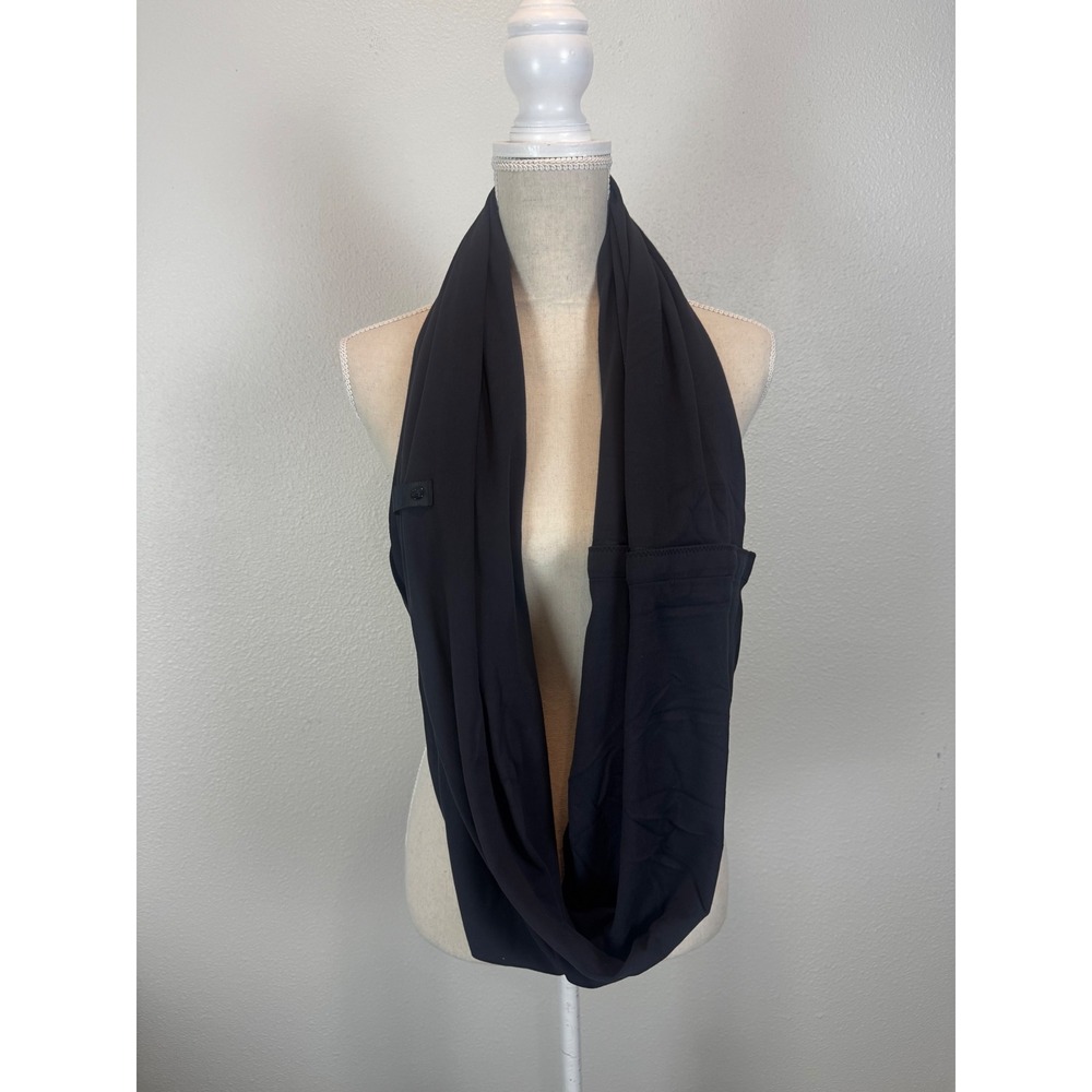 Lululemon Scarf Women OS Black Vinyasa Infinity Loop Hidden Pocket Snap Button